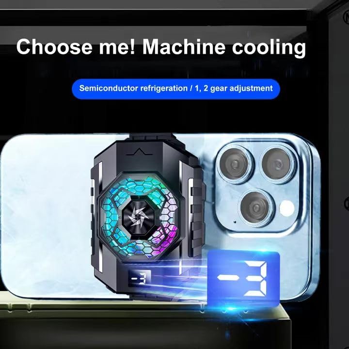 RGB Semiconductor Phone Cooler Fan with LED Temp Display for Gaming Streaming