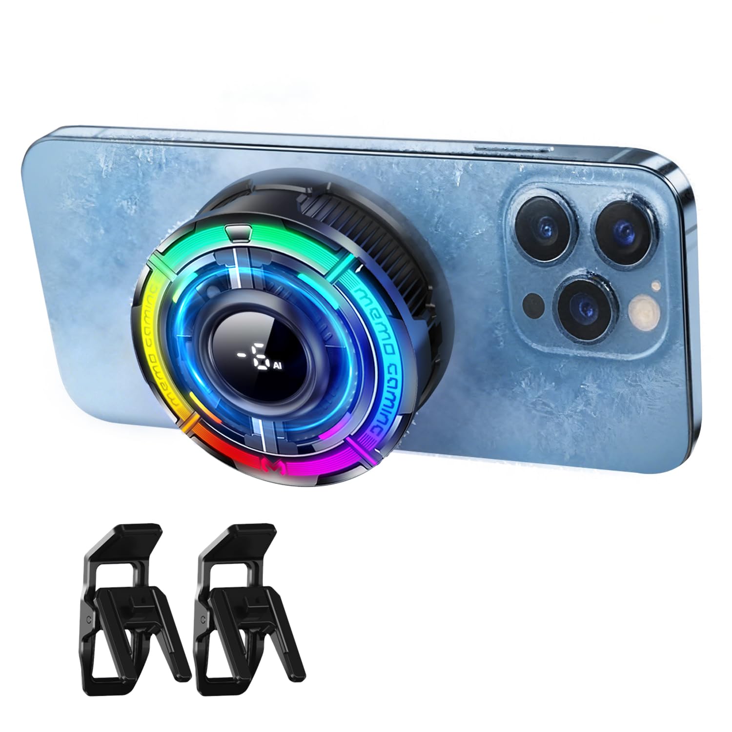 Magnetic MagSafe Phone Cooler RGB LED Cooling Fan for iPhone Android Gaming