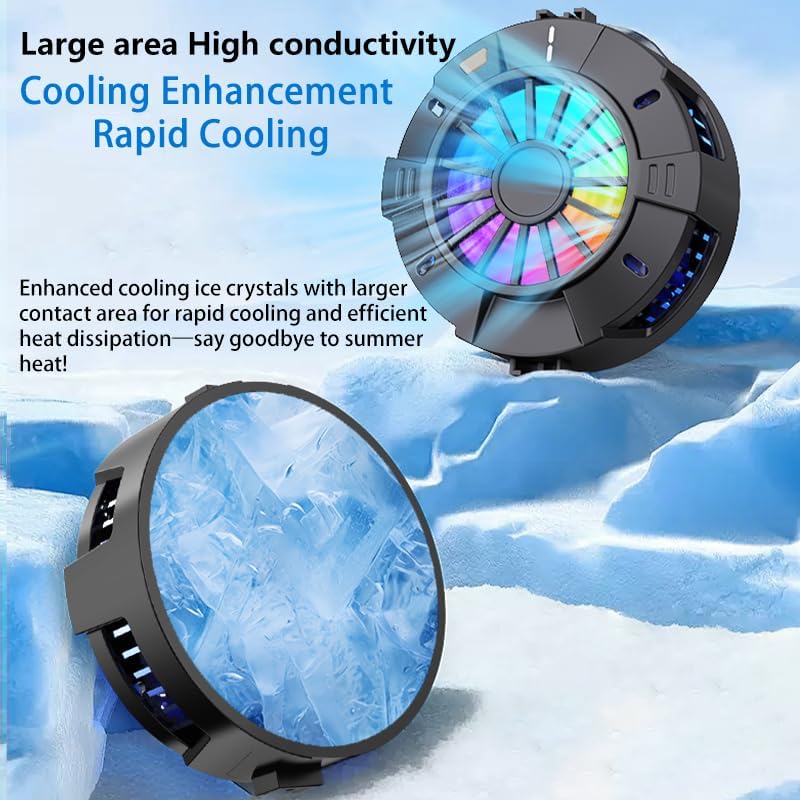 2-in-1 Magnetic Clip Phone Cooler RGB LED Fan with Digital Temp Display