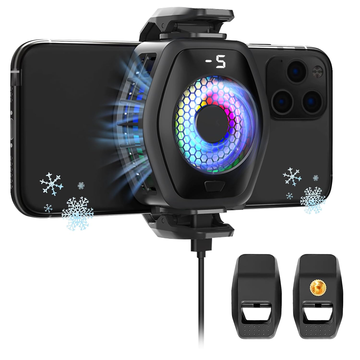 2-in-1 Clip-On Magnetic Phone Cooler Semiconductor Cooling Fan for iPhone Android iPad Gaming Streaming