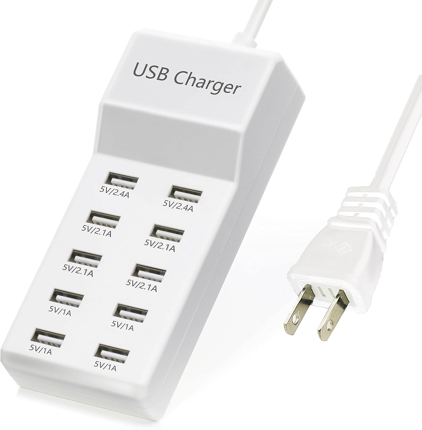 50W 10-Port USB Charging Station Multi-Port USB Charger Hub for Multiple Devices