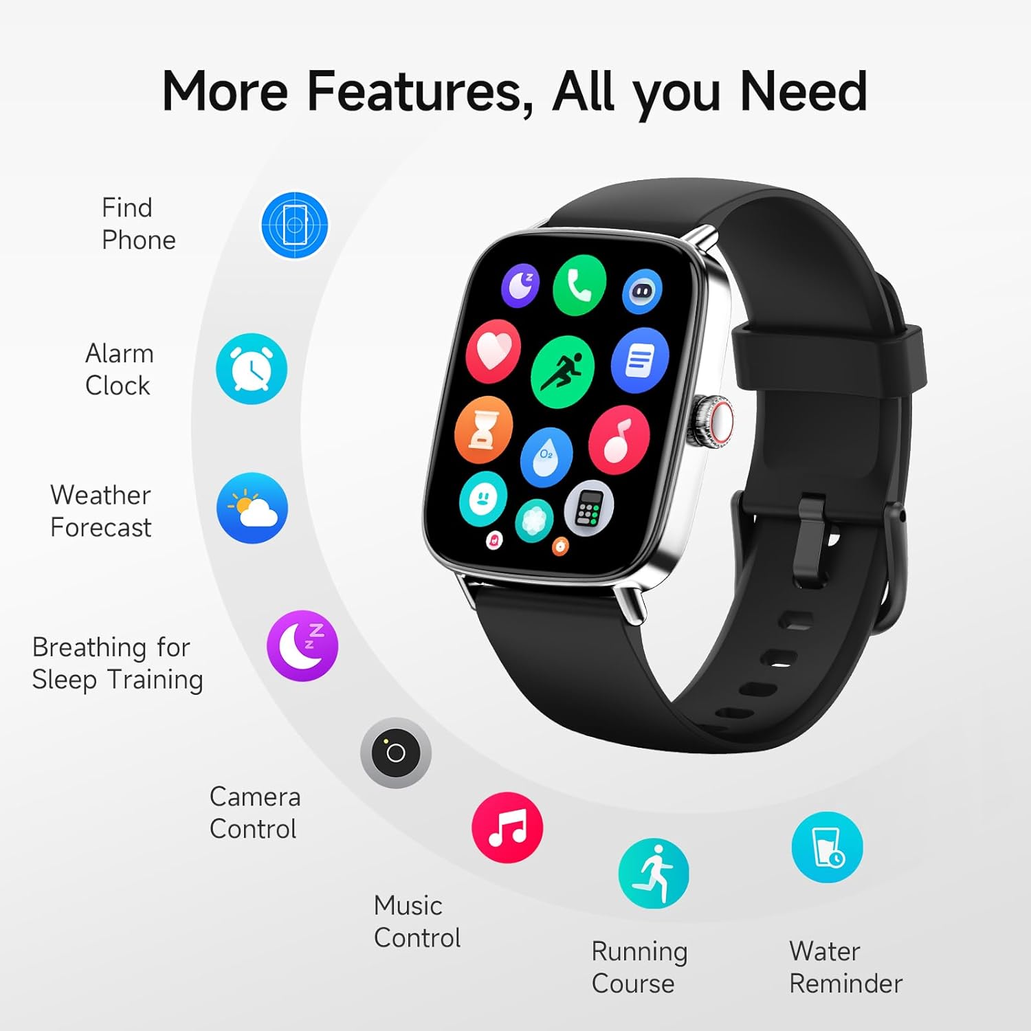 Smart Watch with Call Function, 1.85" HD Fitness Tracker with Heart Rate/SpO2 Monitor, IP68 Waterproof