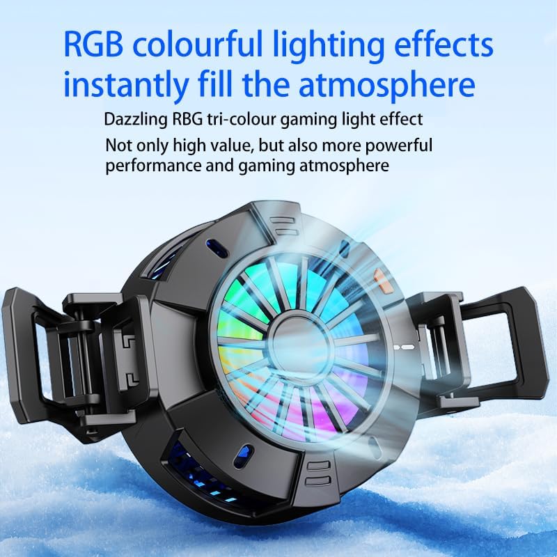 2-in-1 Magnetic Clip Phone Cooler RGB LED Fan with Digital Temp Display