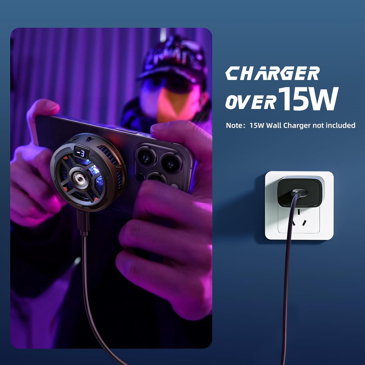 Magnetic Semiconductor Phone Cooler with Temp Display Dual Mode for iPhone MagSafe Android Gaming