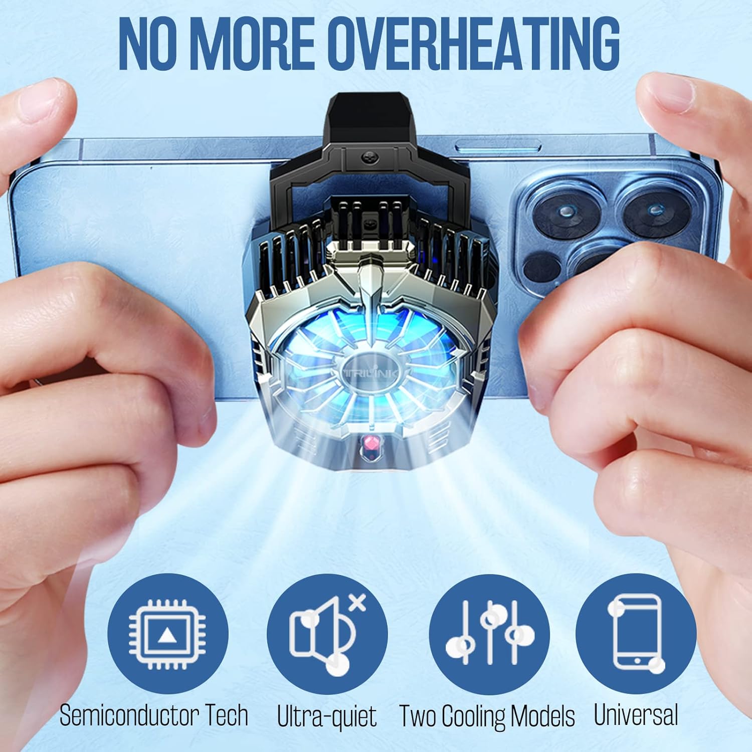 Gaming Phone Cooler Fan with 2 Cooling Modes for iPhone Android 4.5-7in