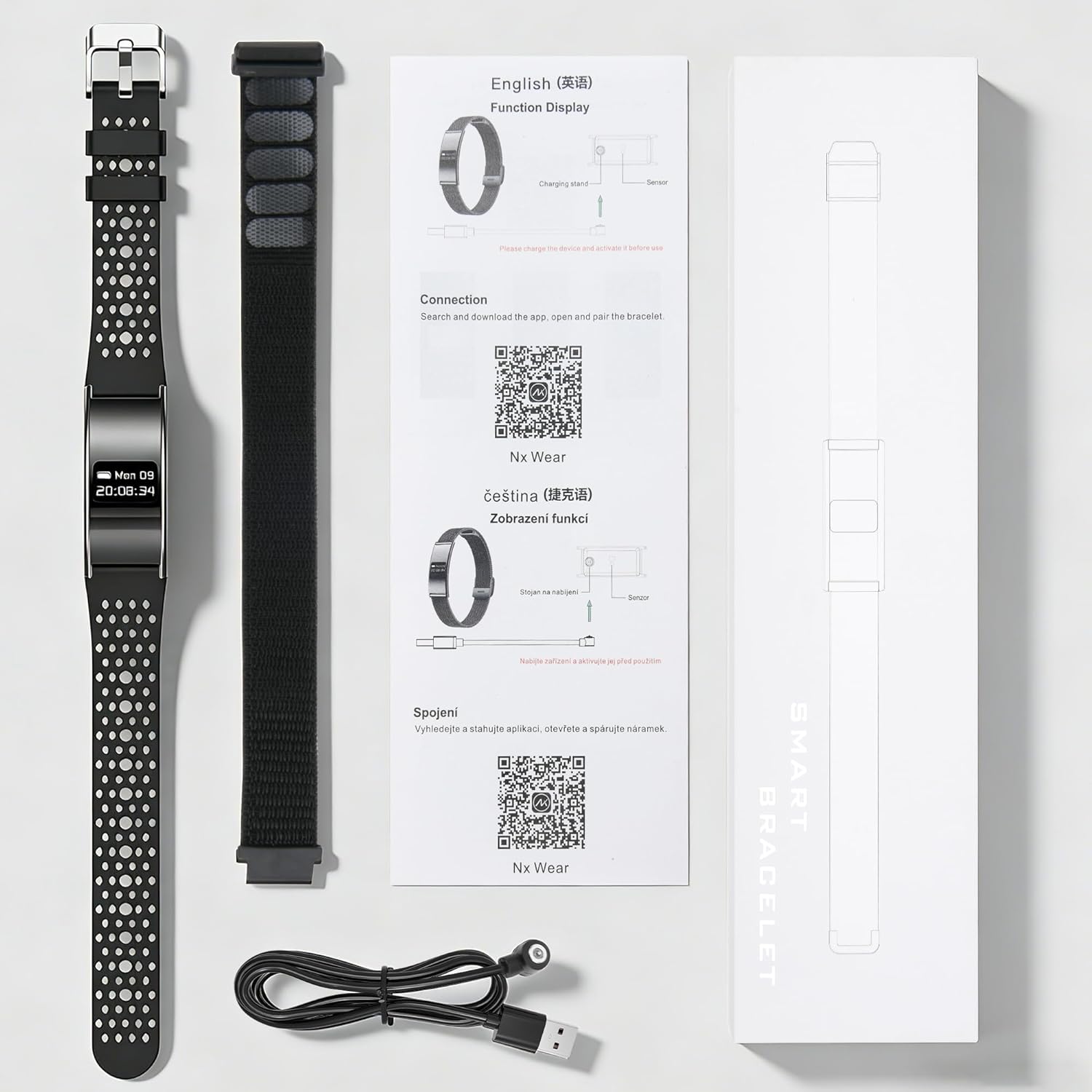 Smart Bracelet Fitness Tracker with Heart Rate, HRV, Stress & Sleep Monitor, 2 Bands