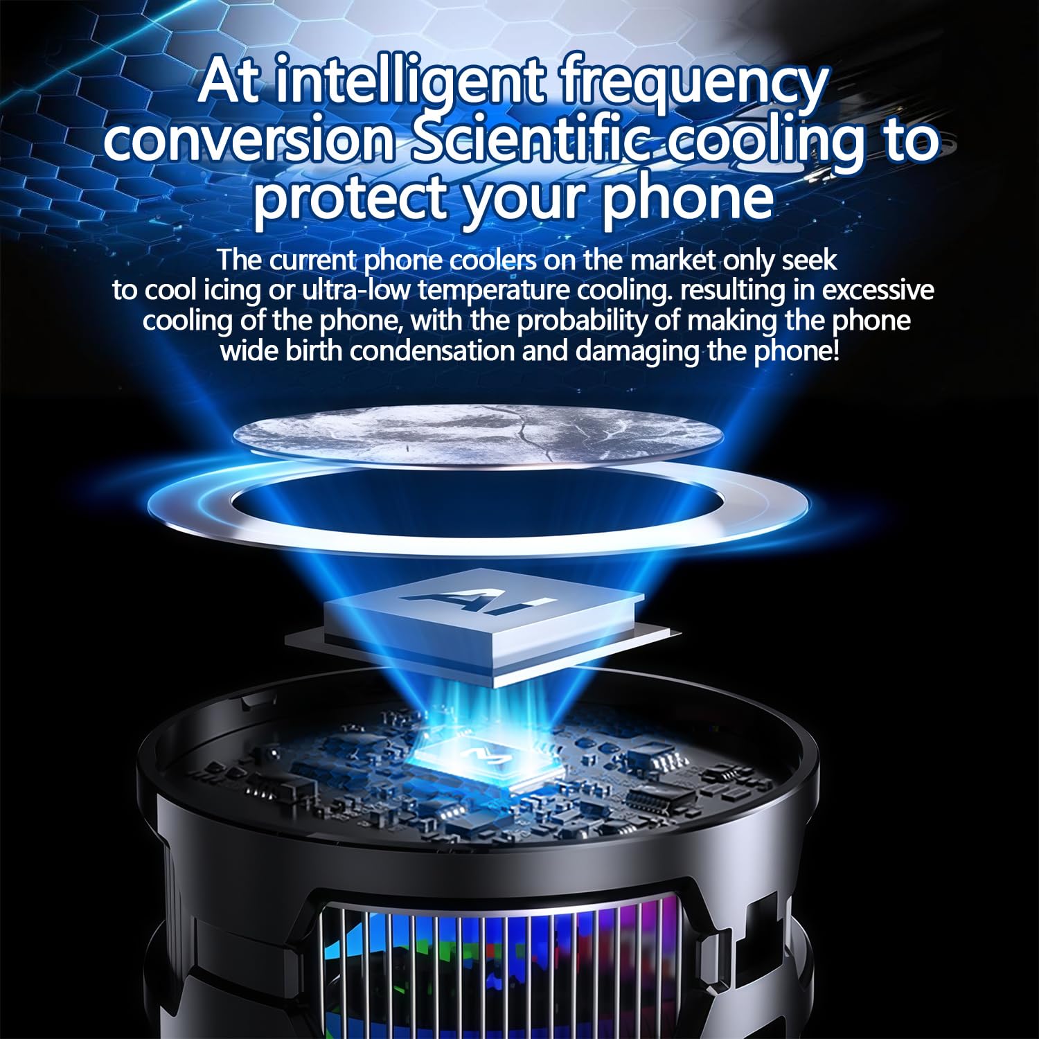 Magnetic MagSafe Phone Cooler RGB LED Cooling Fan for iPhone Android Gaming