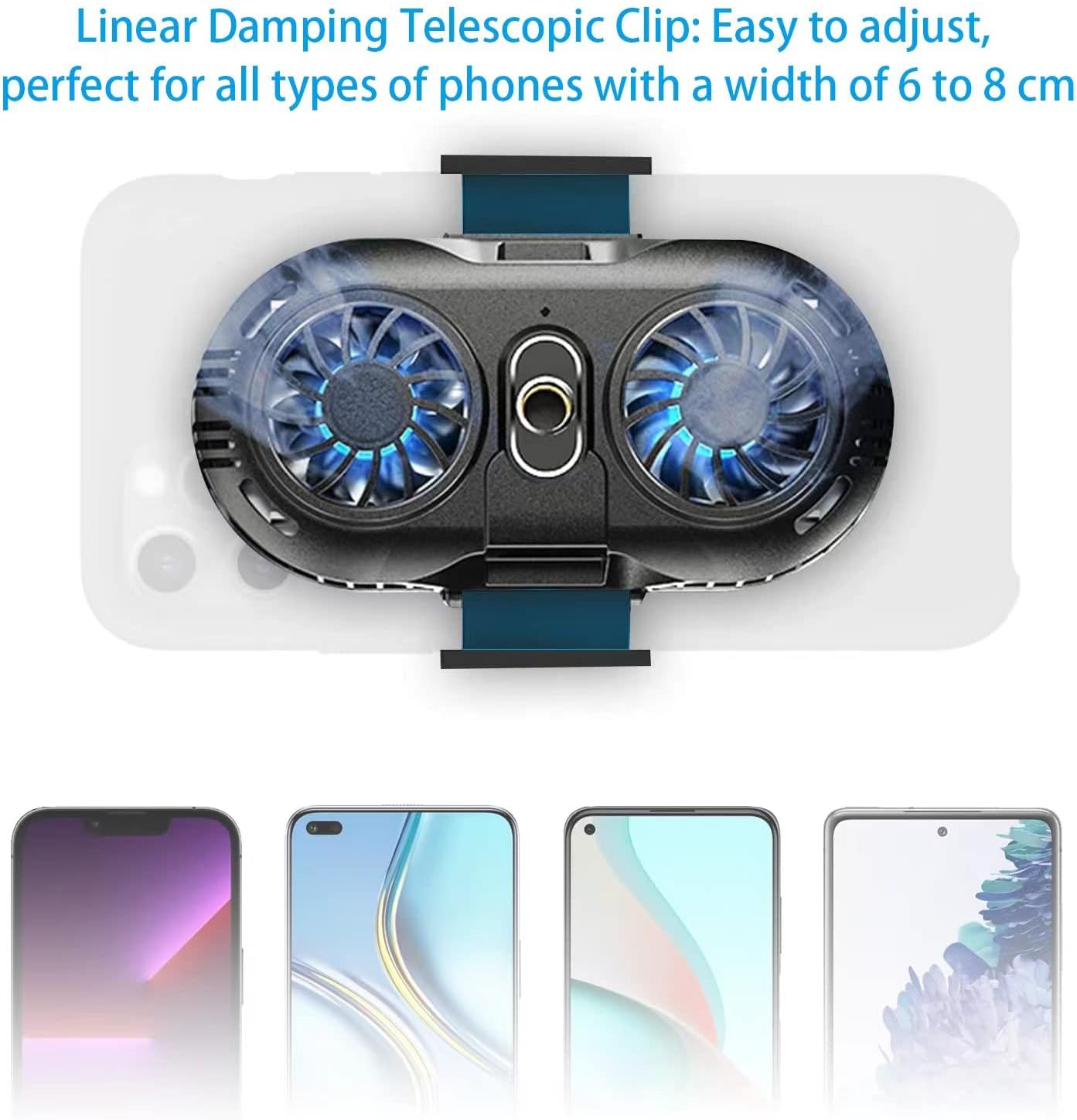 Dual Fan Phone Cooler Semiconductor Cooling Radiator for Gaming Live Streaming iPhone Android