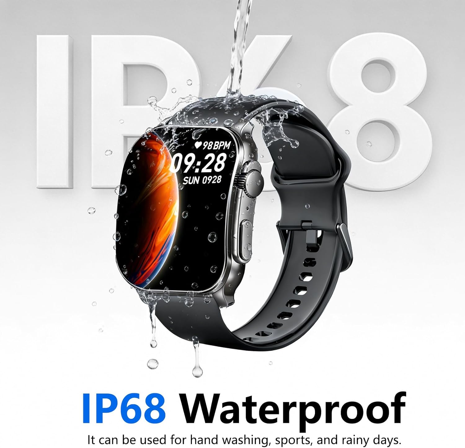 2.01" AMOLED Smart Watch Fitness Tracker with Heart Rate & Sleep Monitor, IP68 Waterproof