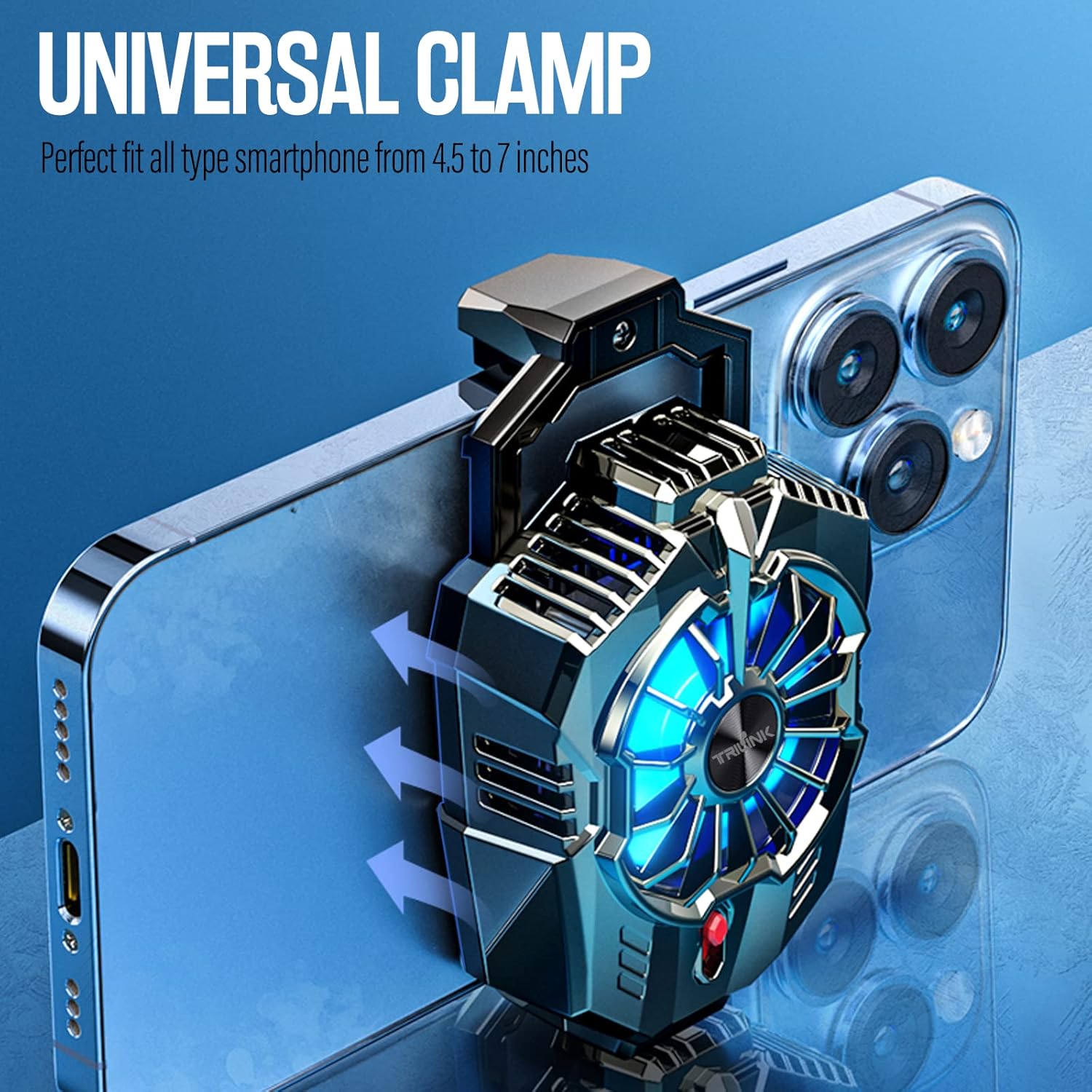 Gaming Phone Cooler Fan with 2 Cooling Modes for iPhone Android 4.5-7in