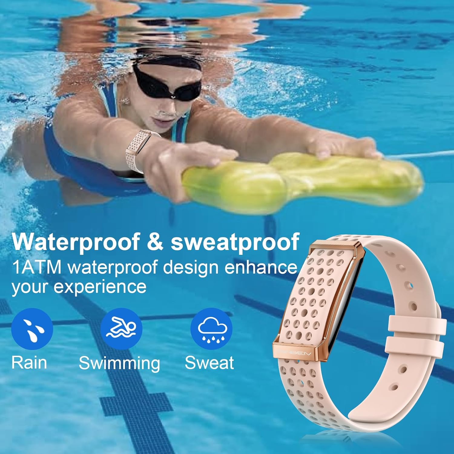 Fitness Tracker Smart Bracelet with Heart Rate, SpO2 & Sleep Monitor, 170+ Sports Modes, 2 Bands