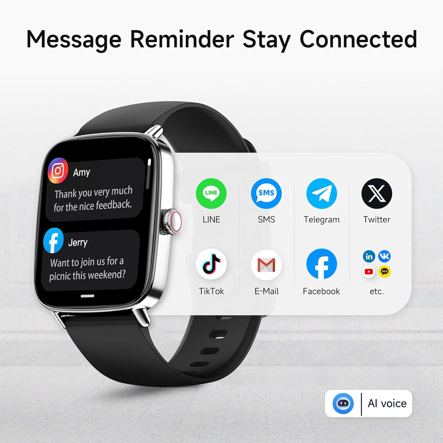 Smart Watch with Call Function, 1.85" HD Fitness Tracker with Heart Rate/SpO2 Monitor, IP68 Waterproof