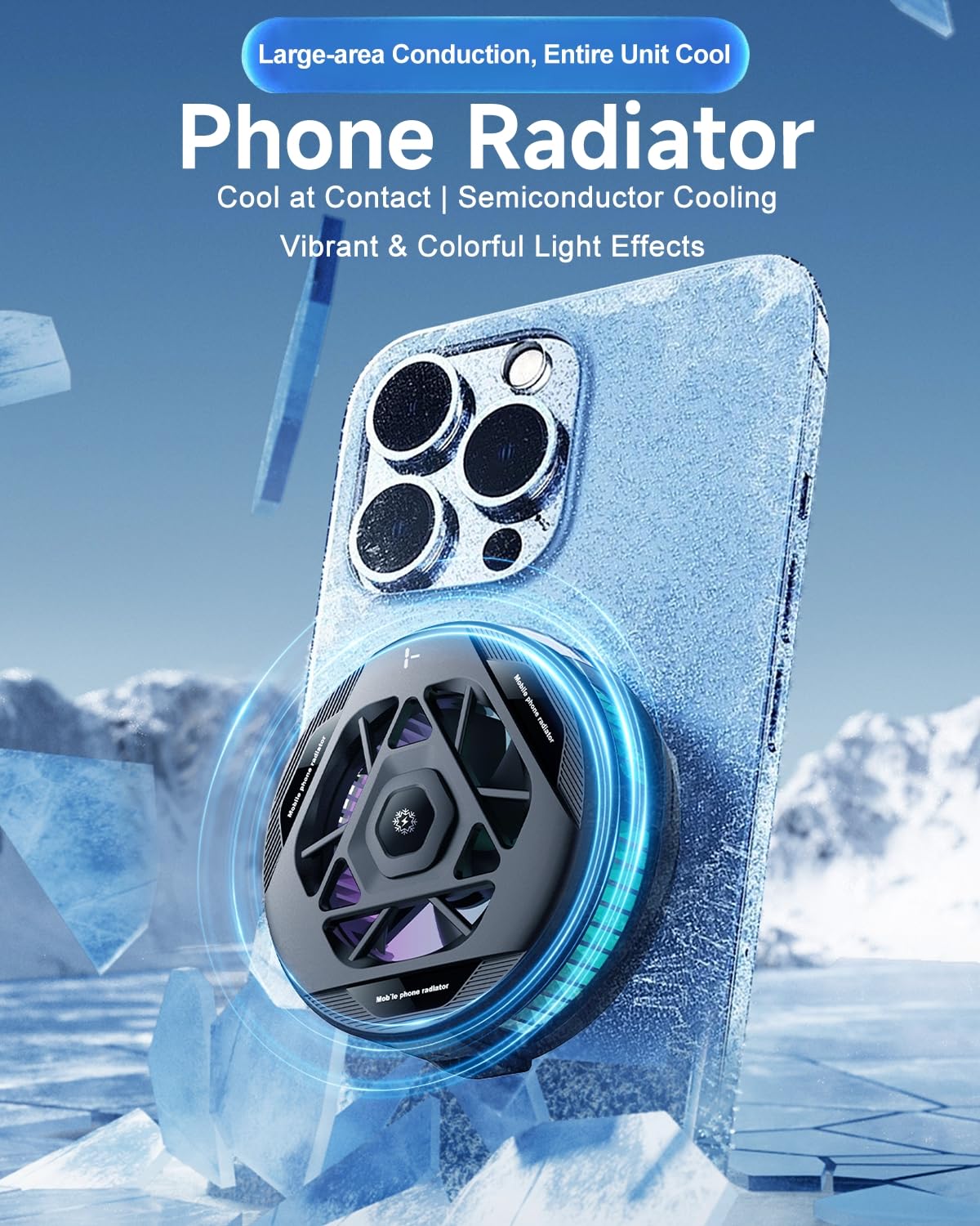 Magnetic Phone Cooler RGB Semiconductor Cooling Fan for iPhone Android Gaming Live Streaming