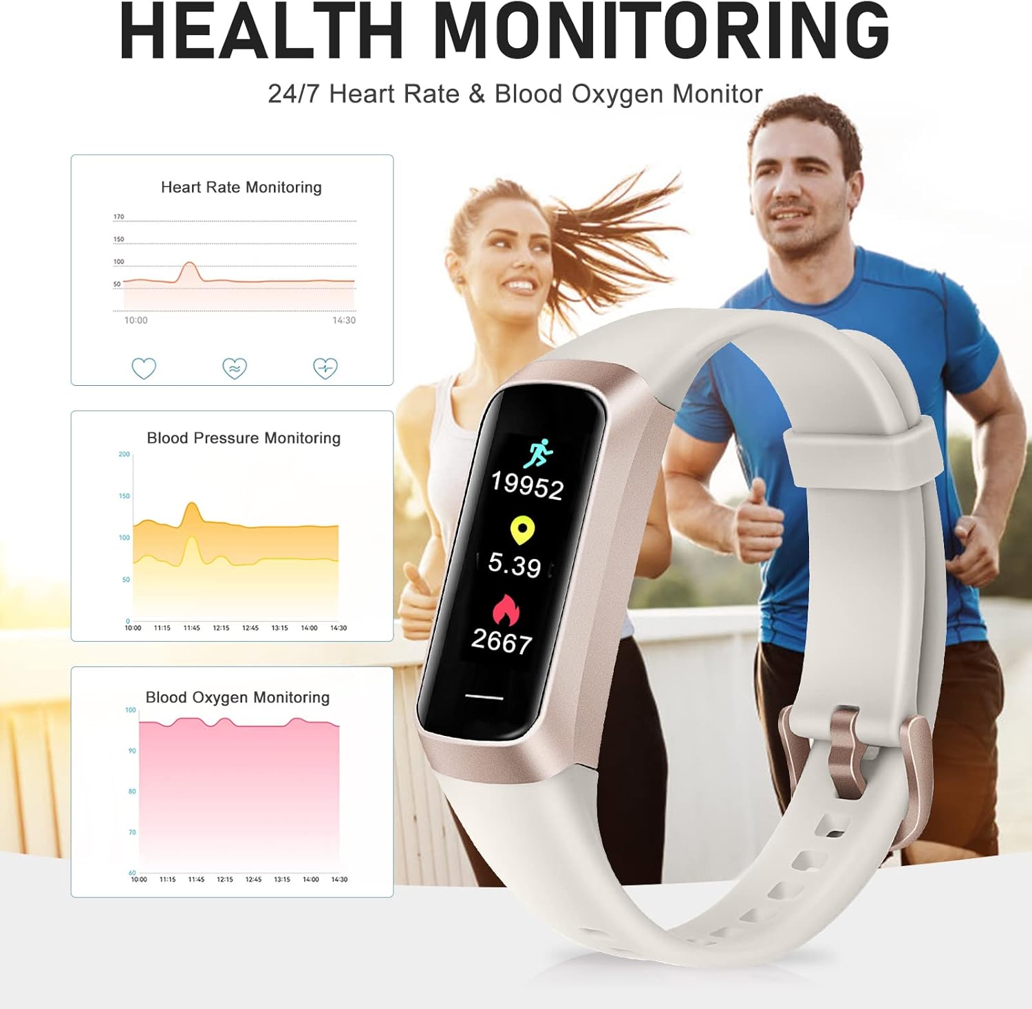Fitness Tracker with 1.1" AMOLED Screen, 24/7 Heart Rate, SpO2 & Blood Pressure Monitor