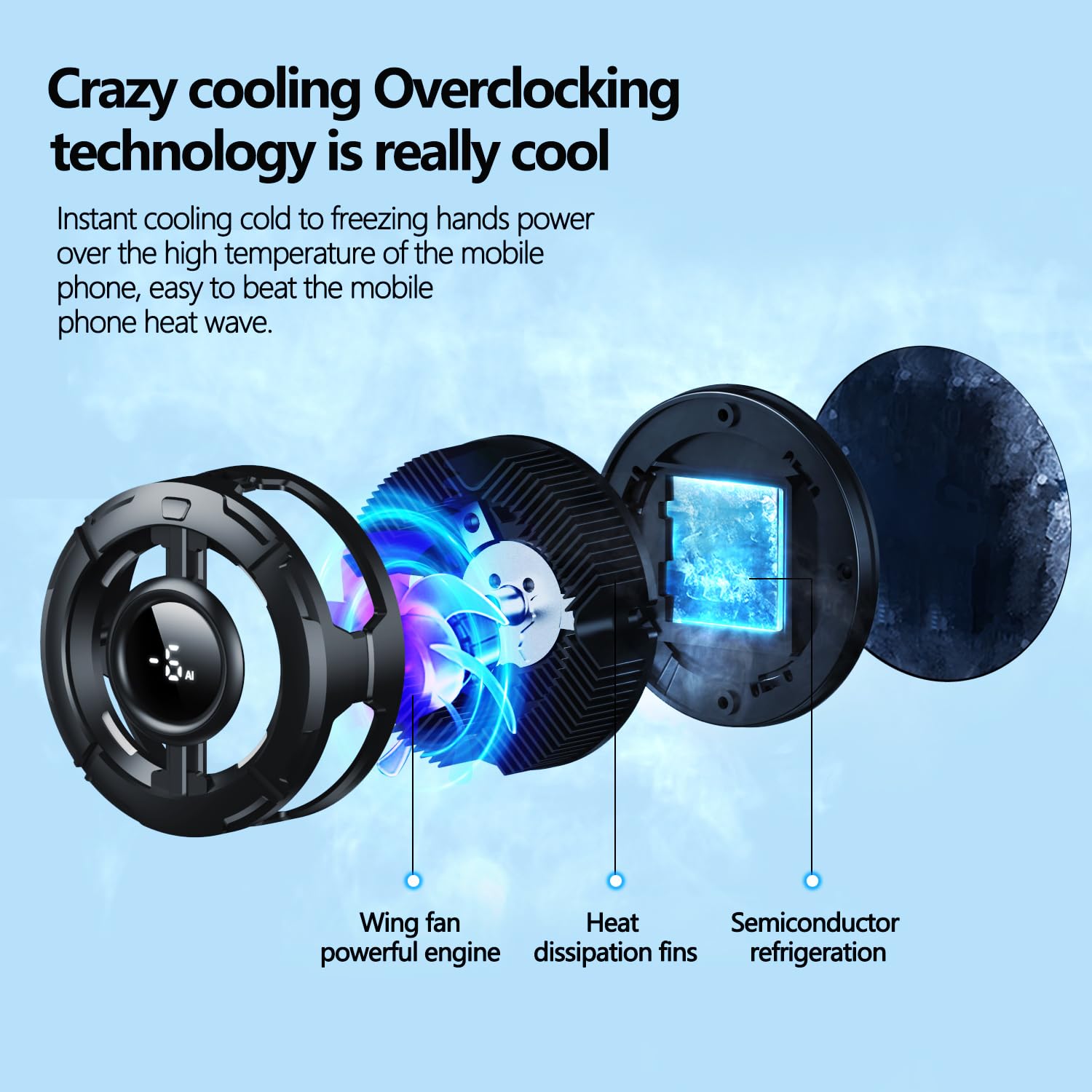 Magnetic MagSafe Phone Cooler RGB LED Cooling Fan for iPhone Android Gaming