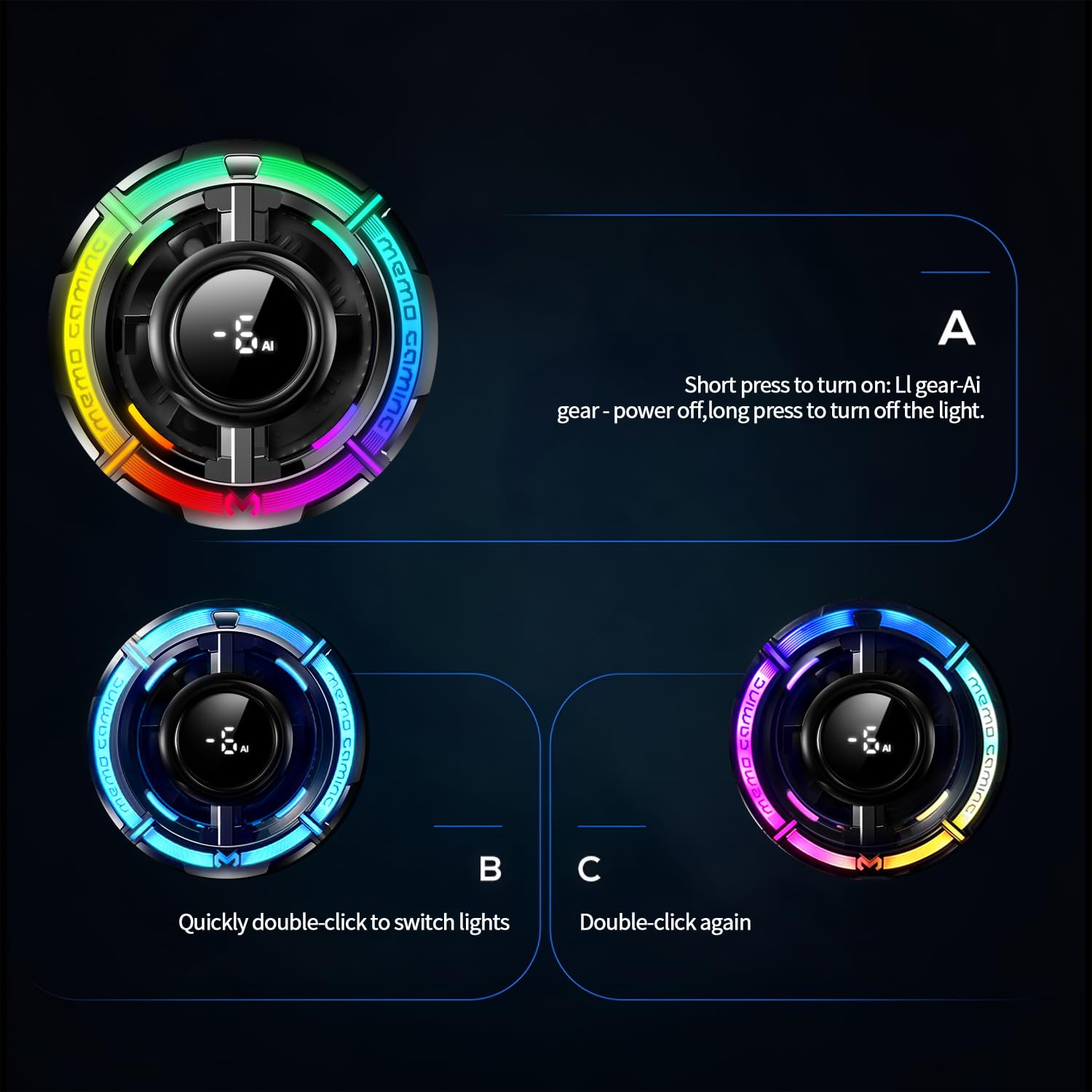 Magnetic MagSafe Phone Cooler RGB LED Cooling Fan for iPhone Android Gaming