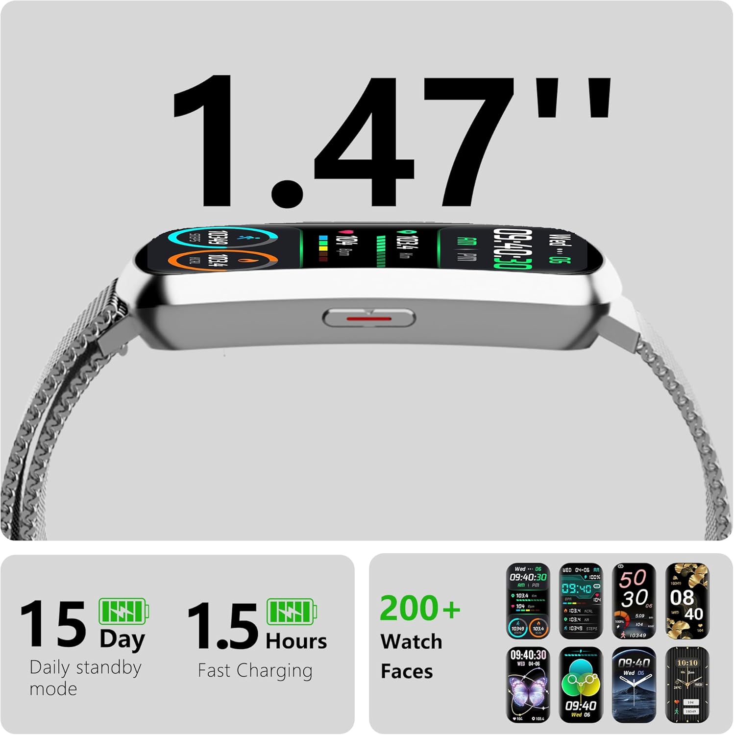 Fitness Tracker Smart Watch with Heart Rate, Blood Pressure & SpO2 Monitor, 120 Sport Modes