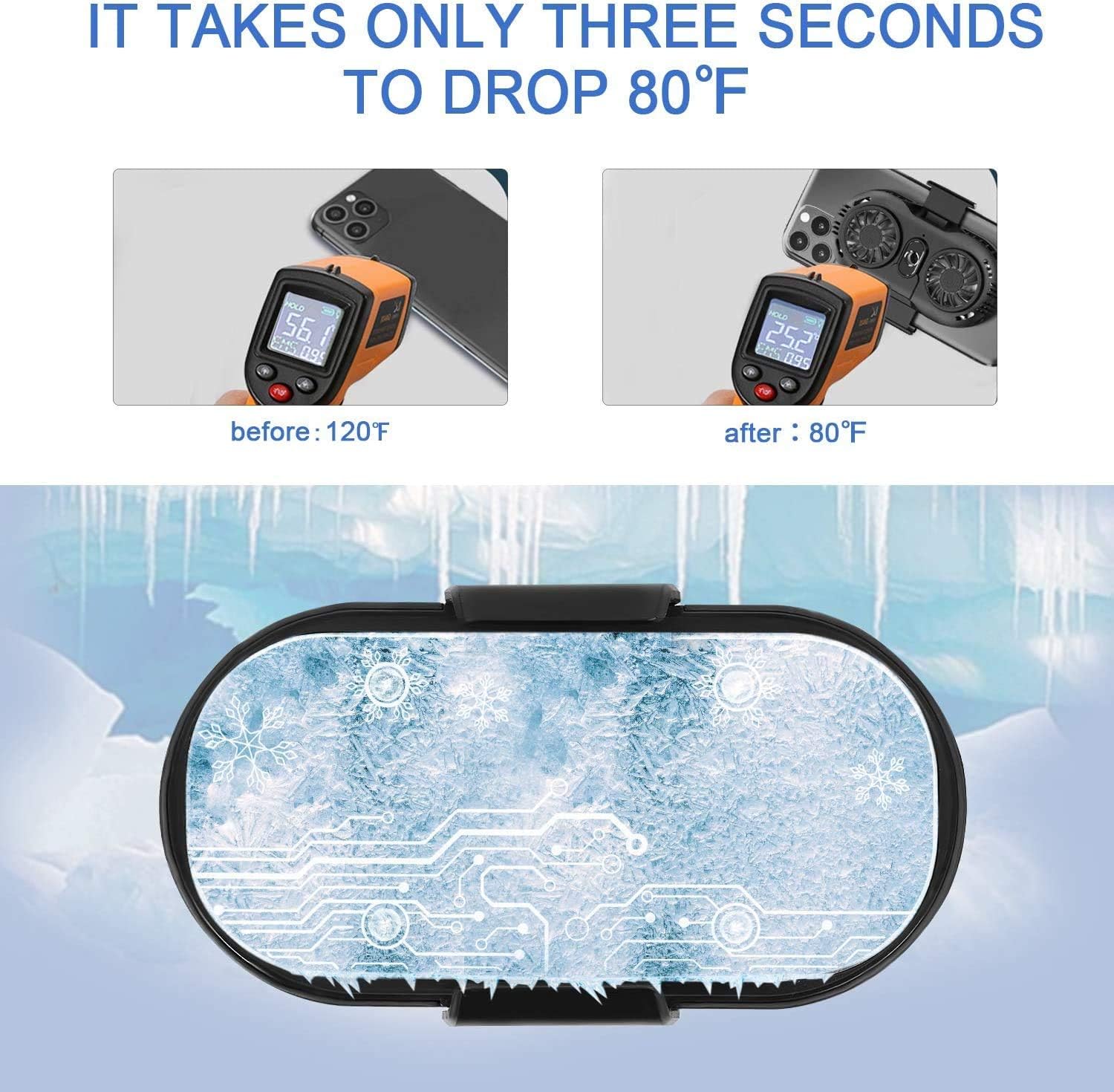 Dual Fan Phone Cooler Semiconductor Cooling Radiator for Gaming Live Streaming iPhone Android