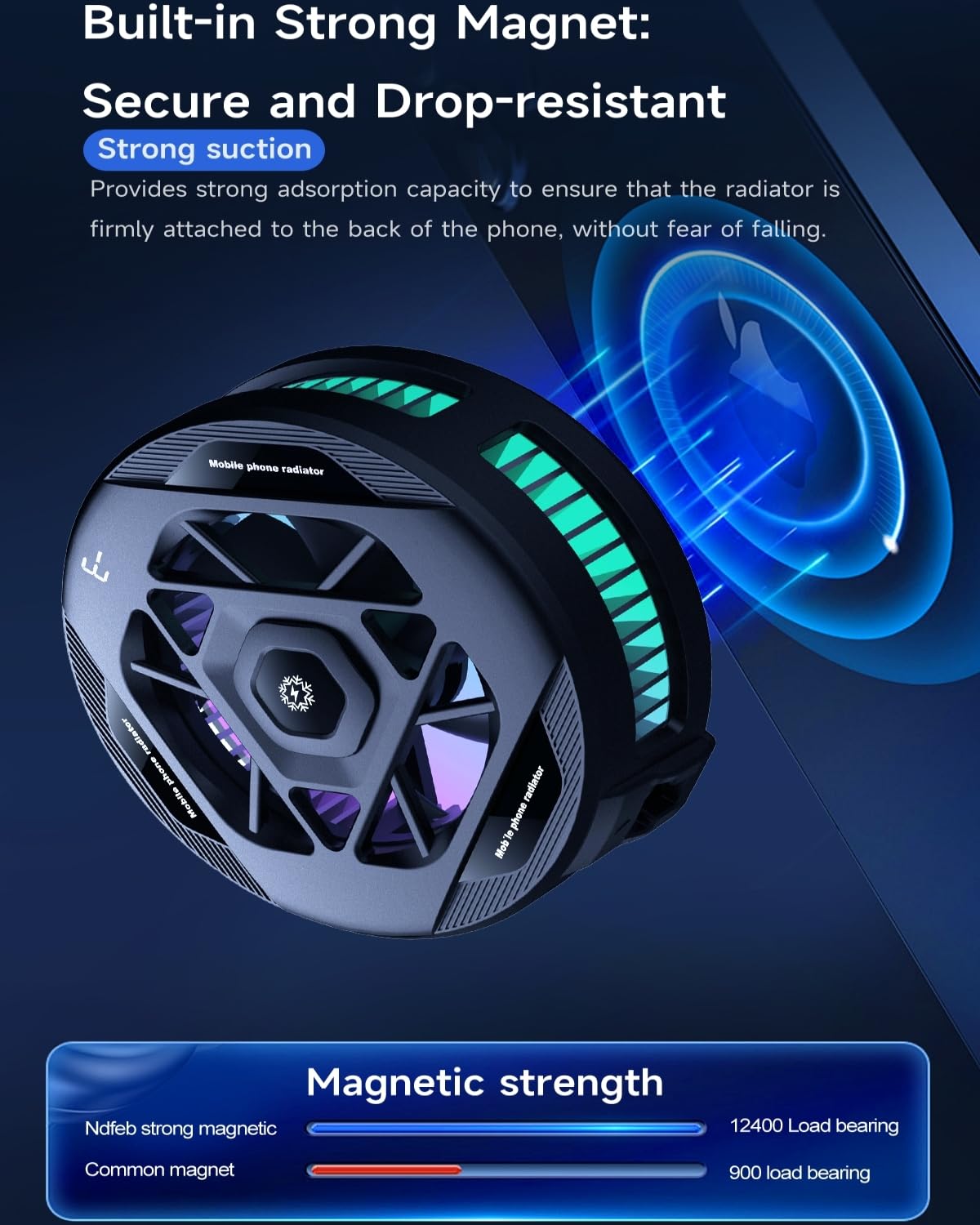 Magnetic Phone Cooler RGB Semiconductor Cooling Fan for iPhone Android Gaming Live Streaming