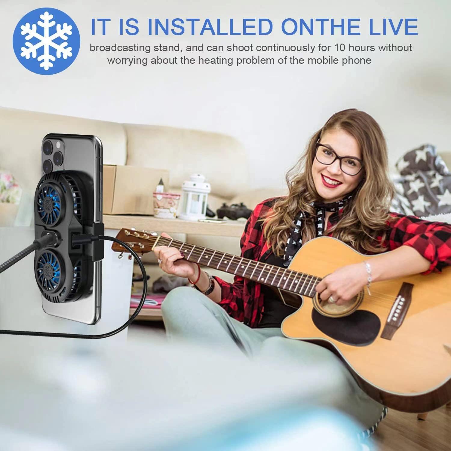 Dual Fan Phone Cooler Semiconductor Cooling Radiator for Gaming Live Streaming iPhone Android