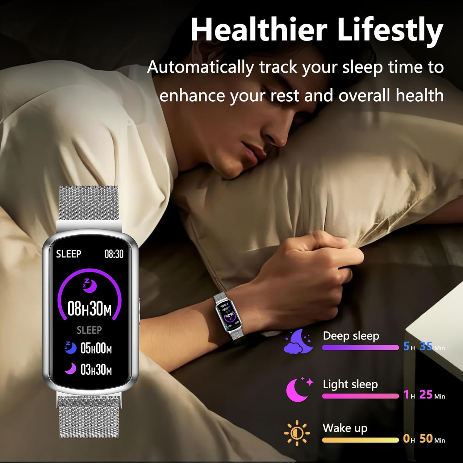 Fitness Tracker Smart Watch with Heart Rate, Blood Pressure & SpO2 Monitor, 120 Sport Modes