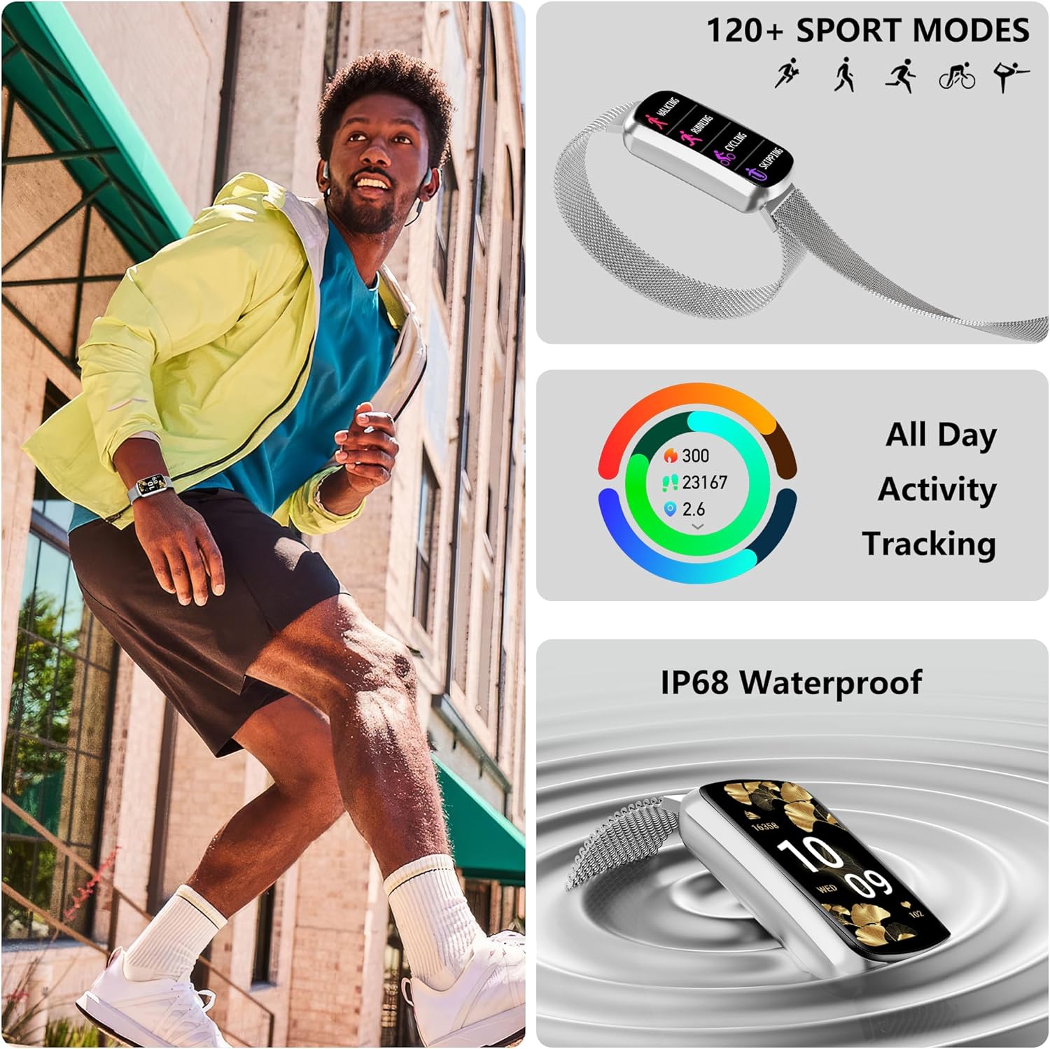 Fitness Tracker Smart Watch with Heart Rate, Blood Pressure & SpO2 Monitor, 120 Sport Modes