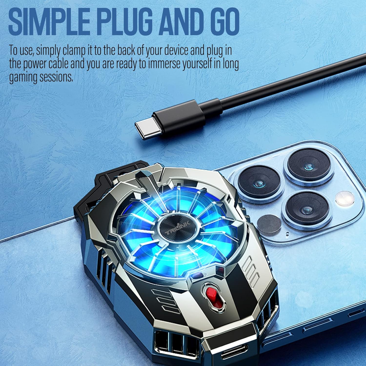 Gaming Phone Cooler Fan with 2 Cooling Modes for iPhone Android 4.5-7in