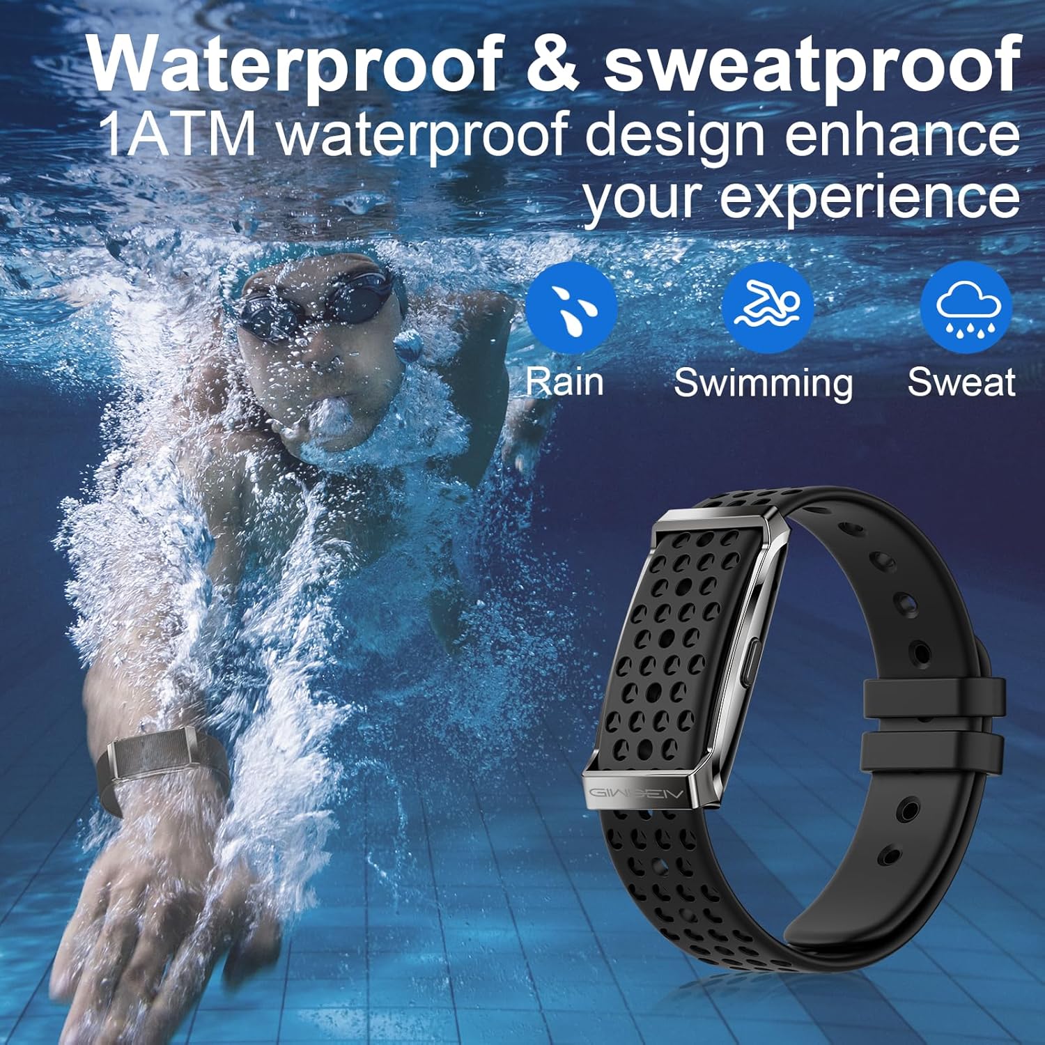 Smart Bracelet Fitness Tracker with Heart Rate, SpO2 & Sleep Monitor, 170+ Sports Modes, 2 Bands