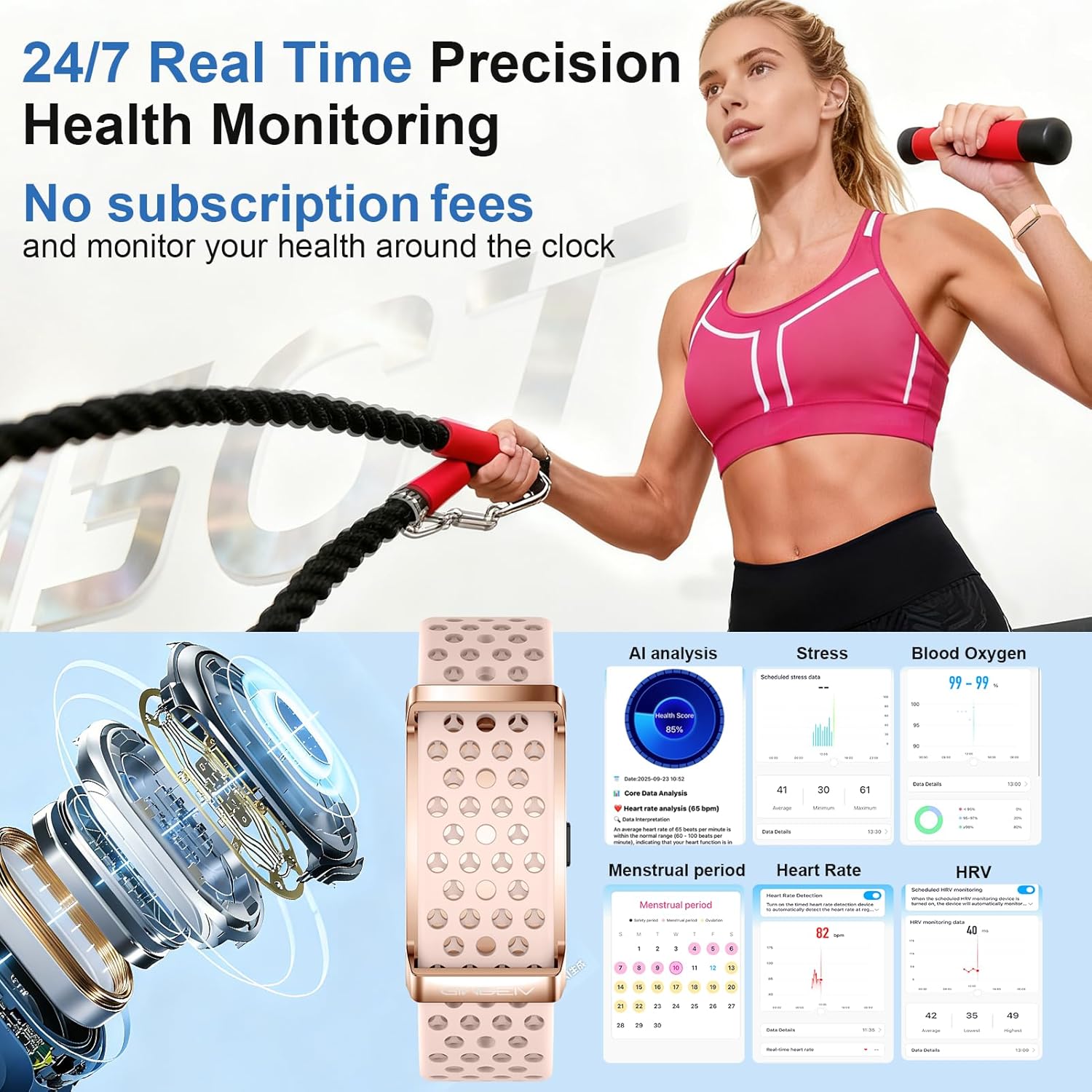 Fitness Tracker Smart Bracelet with Heart Rate, SpO2 & Sleep Monitor, 170+ Sports Modes, 2 Bands